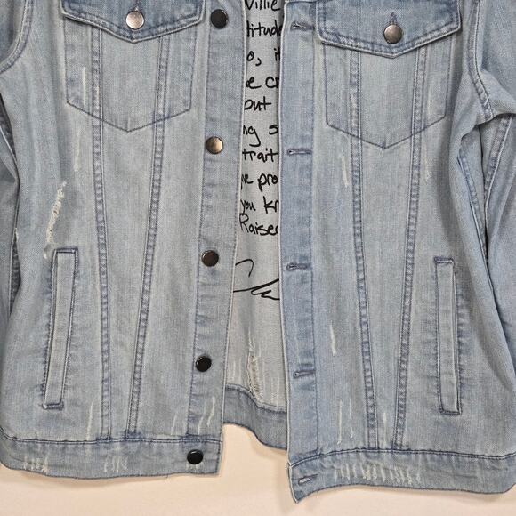 Chris Young Distressed Light Blue Denim Jacket Size Large. - Picture 5 of 15